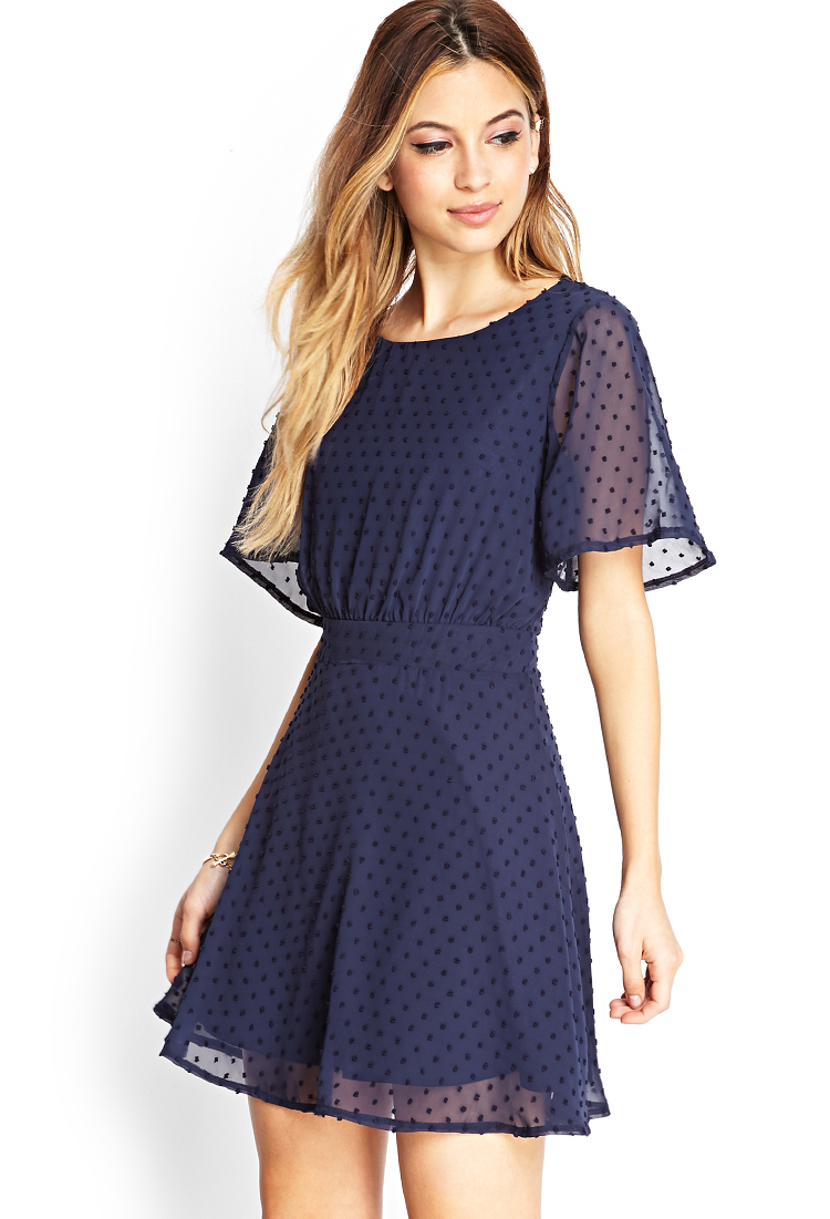 Lyst Forever 21 Swiss Dot Skater Dress in Blue