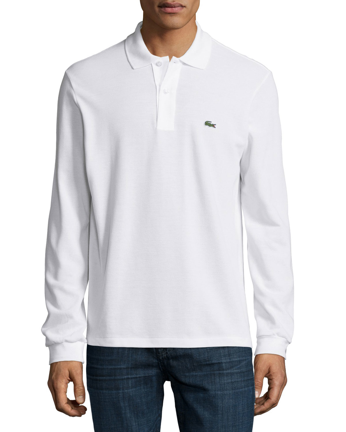Lacoste Long-sleeve Classic Pique Polo in White for Men | Lyst