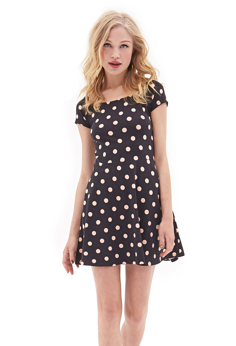 forever 21 black and white polka dot dress