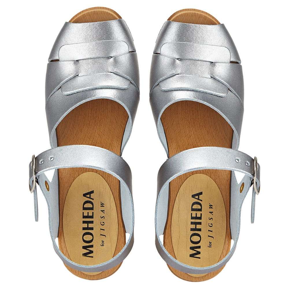 silver clog sandals