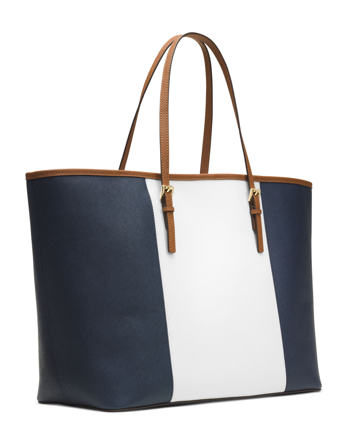 white and blue mk purse