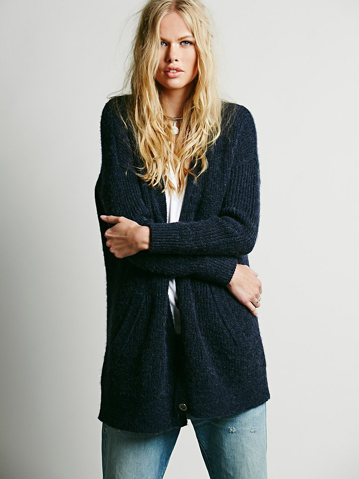 free people blue cardigan
