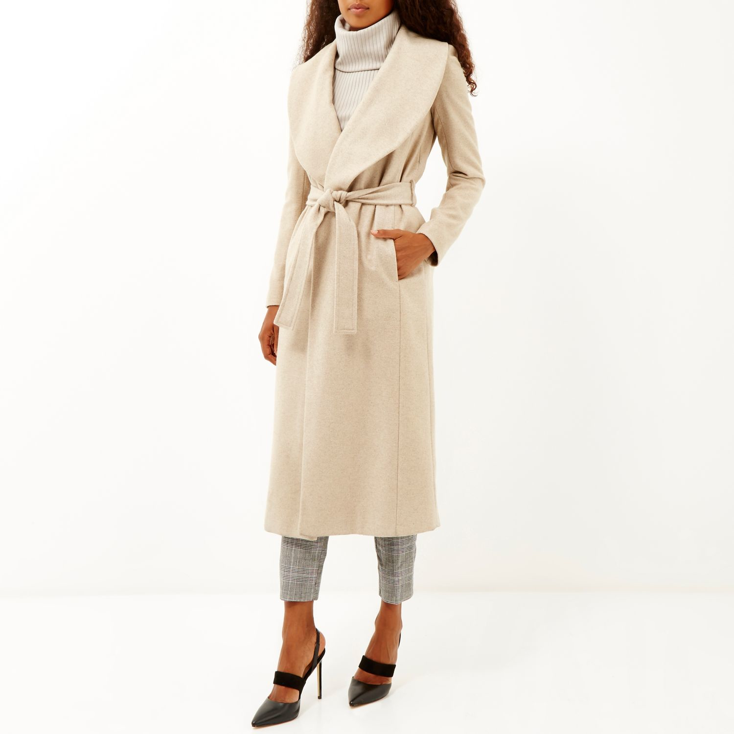 beige wrap coat