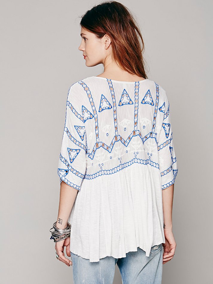 Free people Embroidered Eyelet Blouse in White Lyst