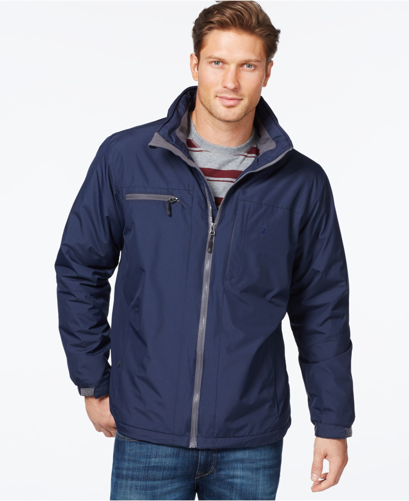 Lyst - Izod Fleece-lined Windbreaker Jacket in Blue for Men