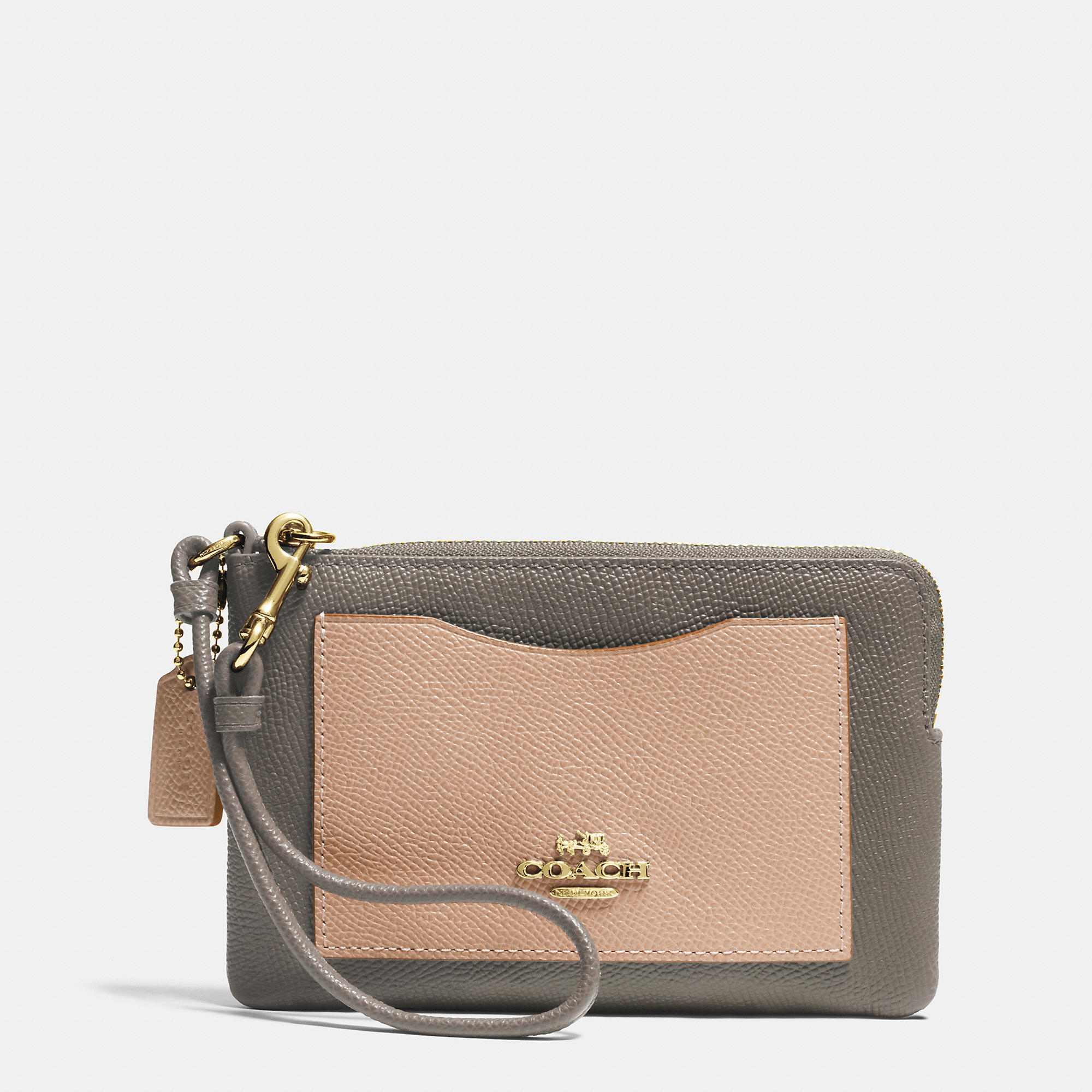 Coach double zip wallet in colorblock leather new arrivals
