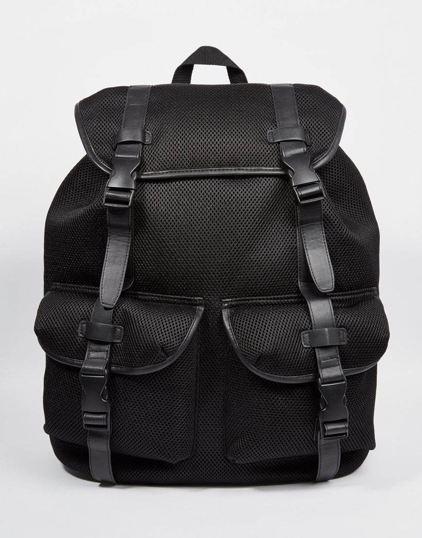 Asos Oversized Backpack In Black Mesh With Straps in Black for Men Lyst