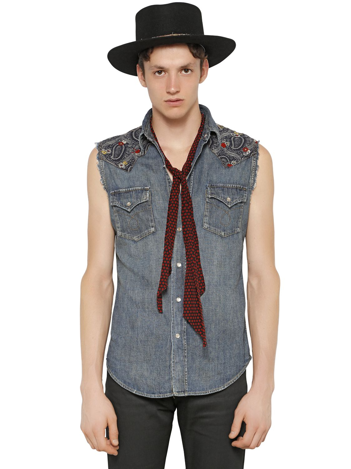 saint laurent sleeveless shirt