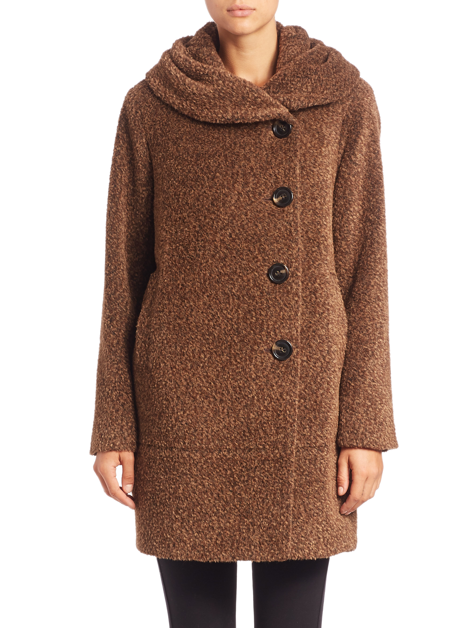 Sofia Cashmere Wool Boucle Cocoon Coat in Cocoa (Brown) - Lyst