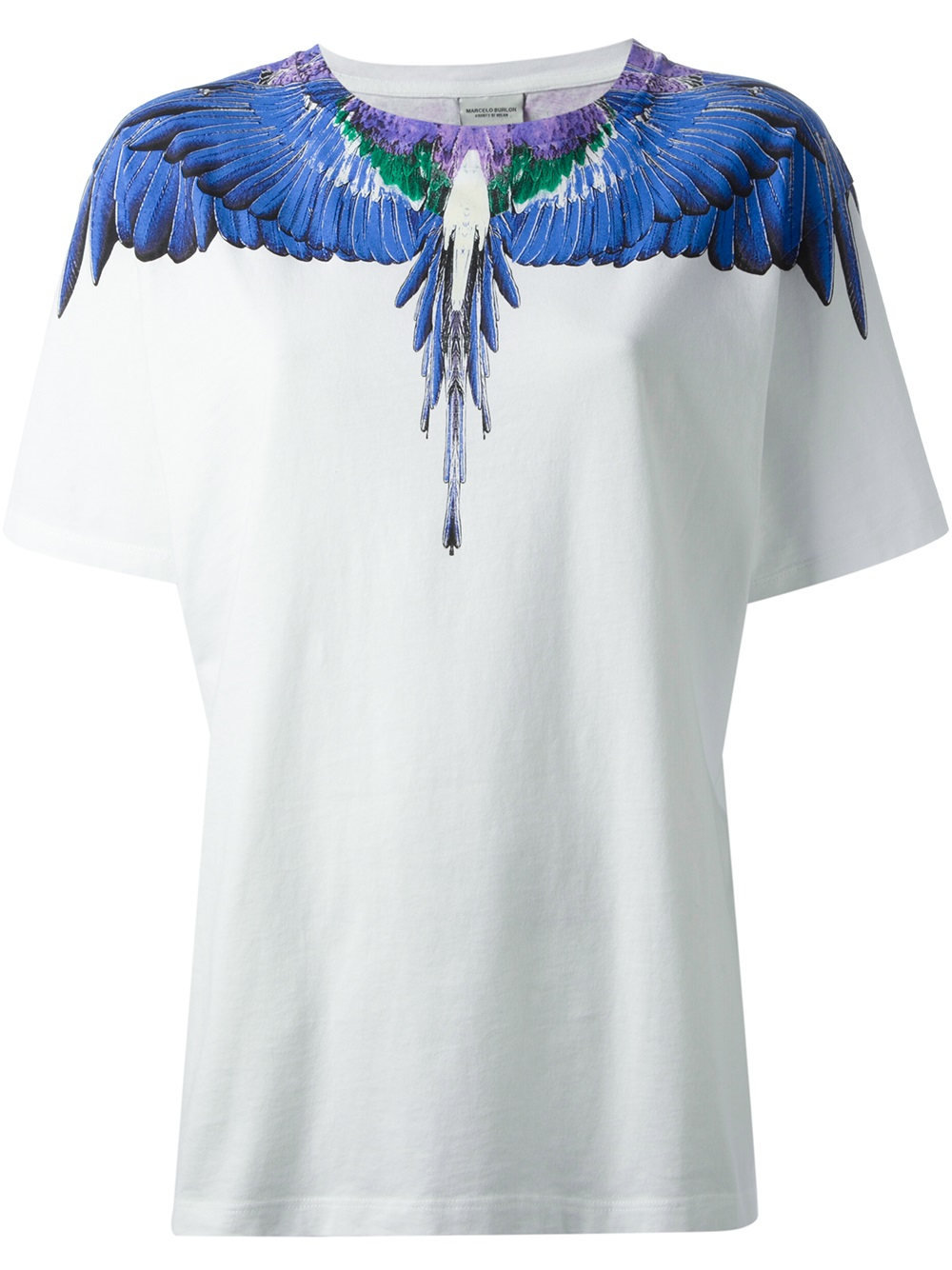 Marcelo Burlon Feather Print Tshirt in White (Blue) - Lyst