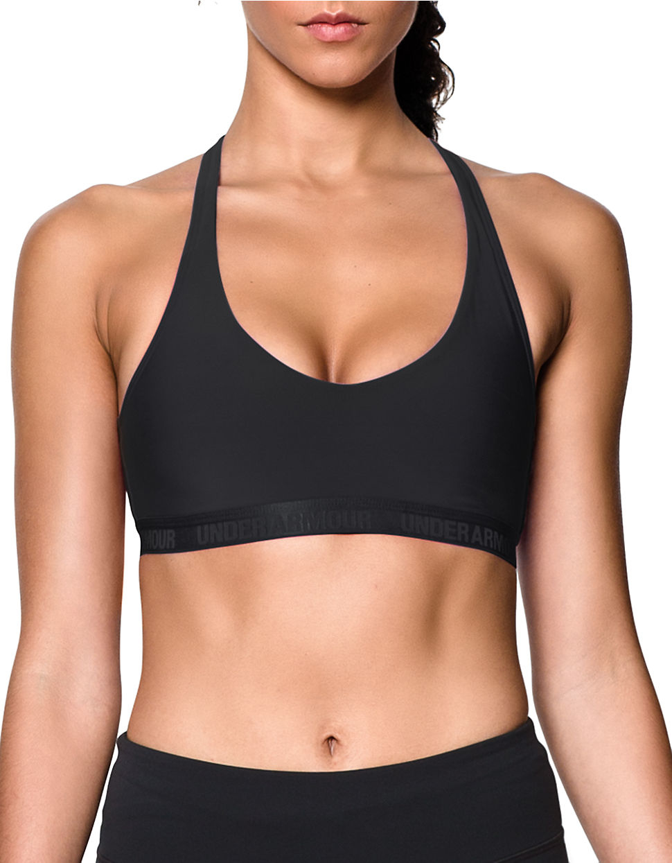 Under Armour Synthetic Moisture Wicking Sports Bra in Black - Lyst