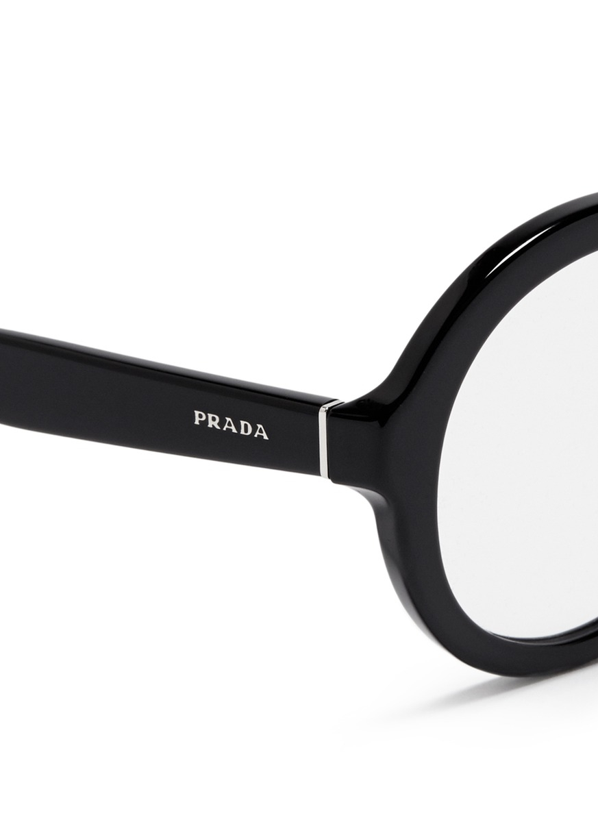 Prada Round Optical Glasses in Black for Men | Lyst