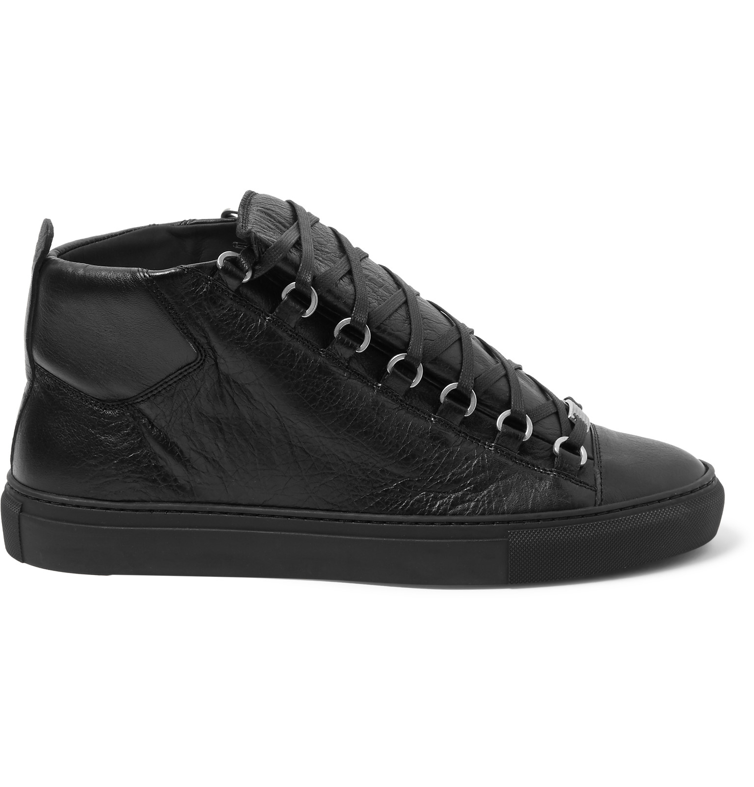 Balenciaga Arena Creased-leather Sneakers in Black for Men - Lyst