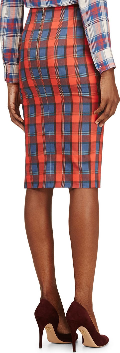 red blue plaid skirt