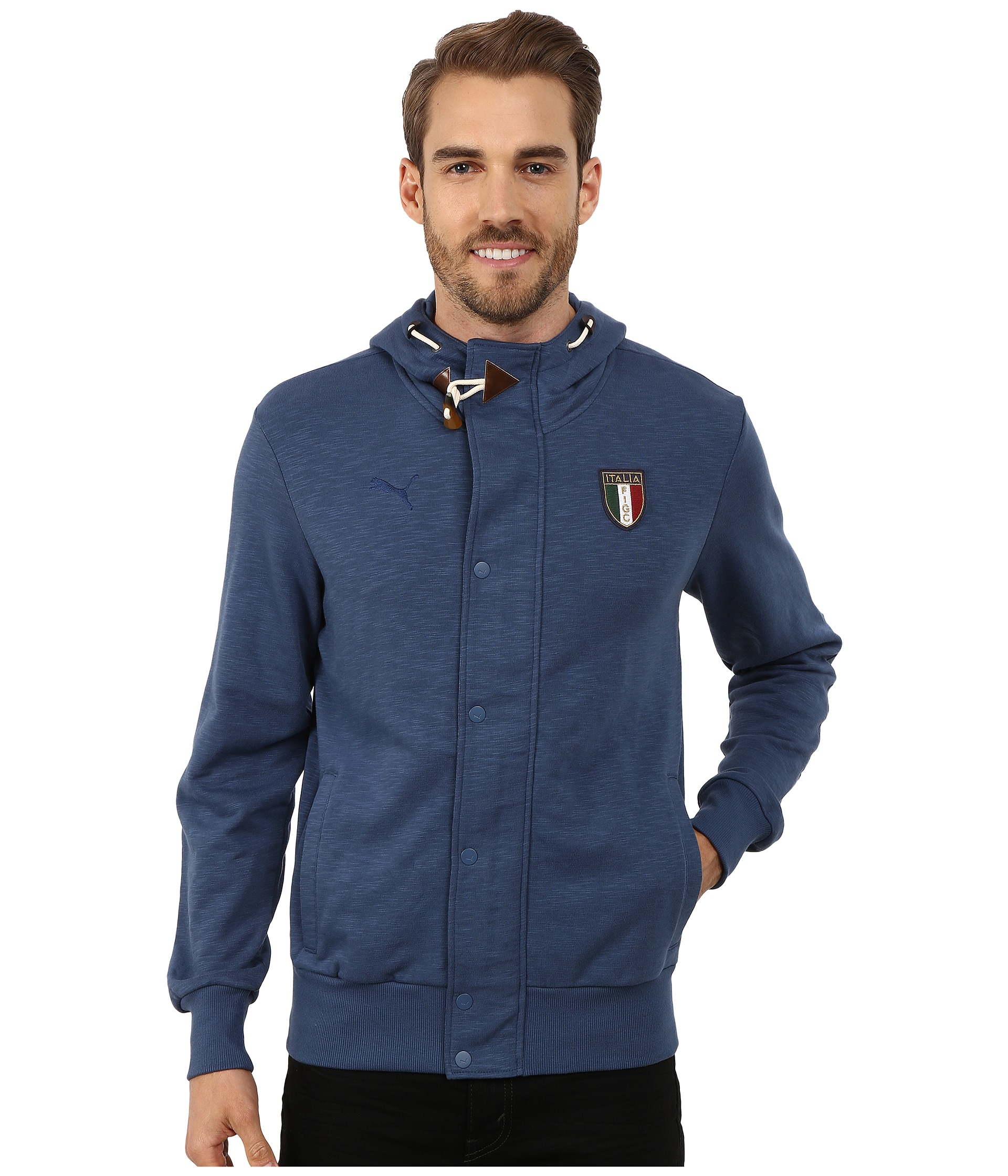 PUMA Figc Italia Azzurri Zip Through Hoodie in Blue for Men | Lyst