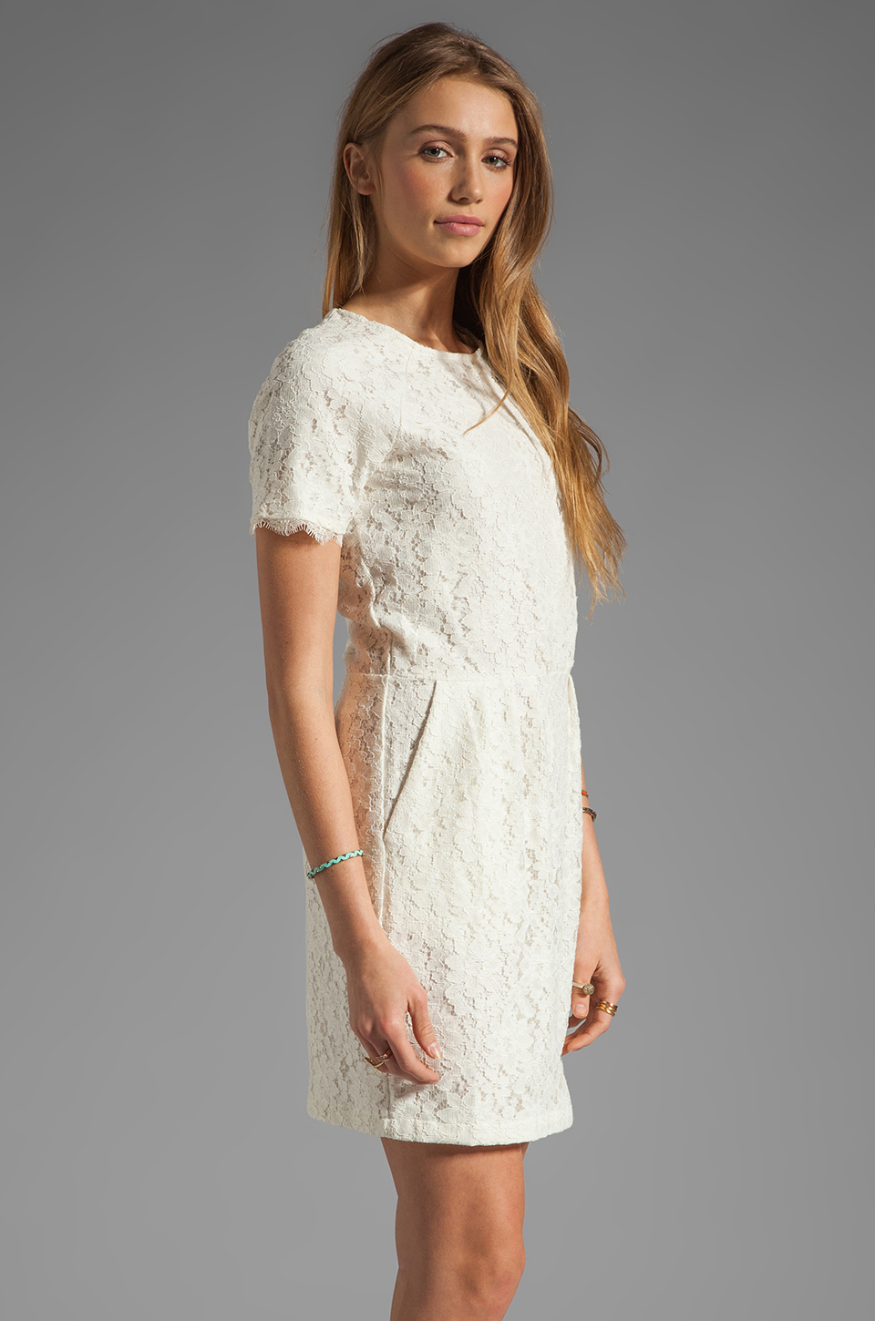 Lyst - Dolce Vita Sarus Raised Lace Short Sleeve Dress in White