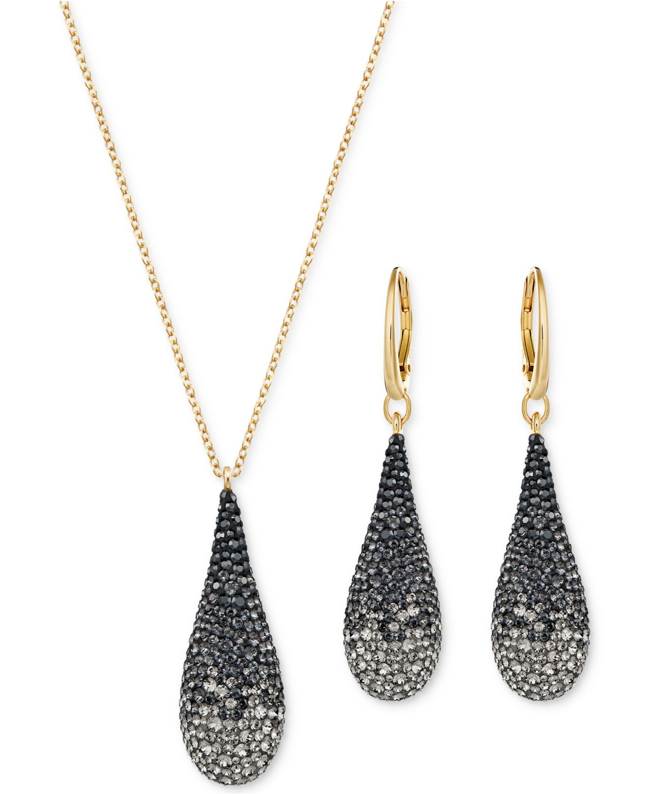 Swarovski Gold-plated Crystal Teardrop Necklace & Earring Set in Metallic |  Lyst