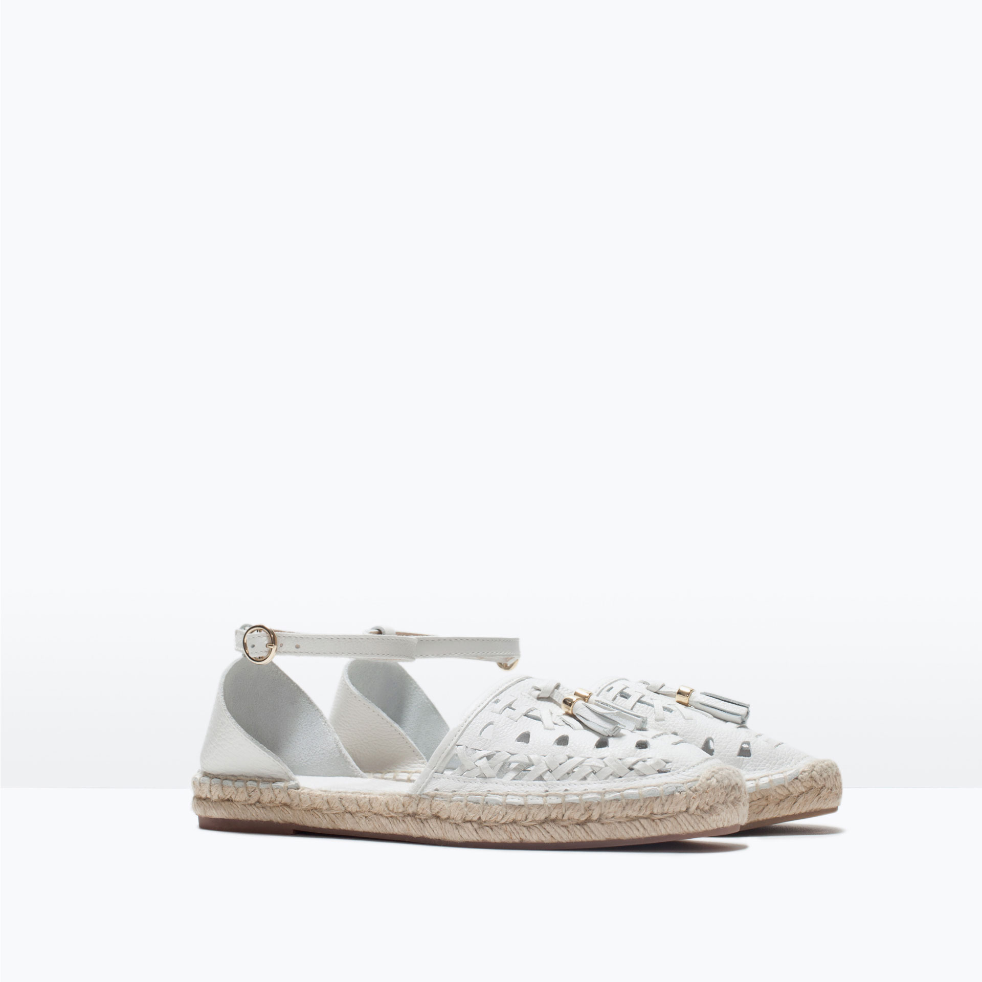 Zara Woven Leather Espadrilles in White Lyst