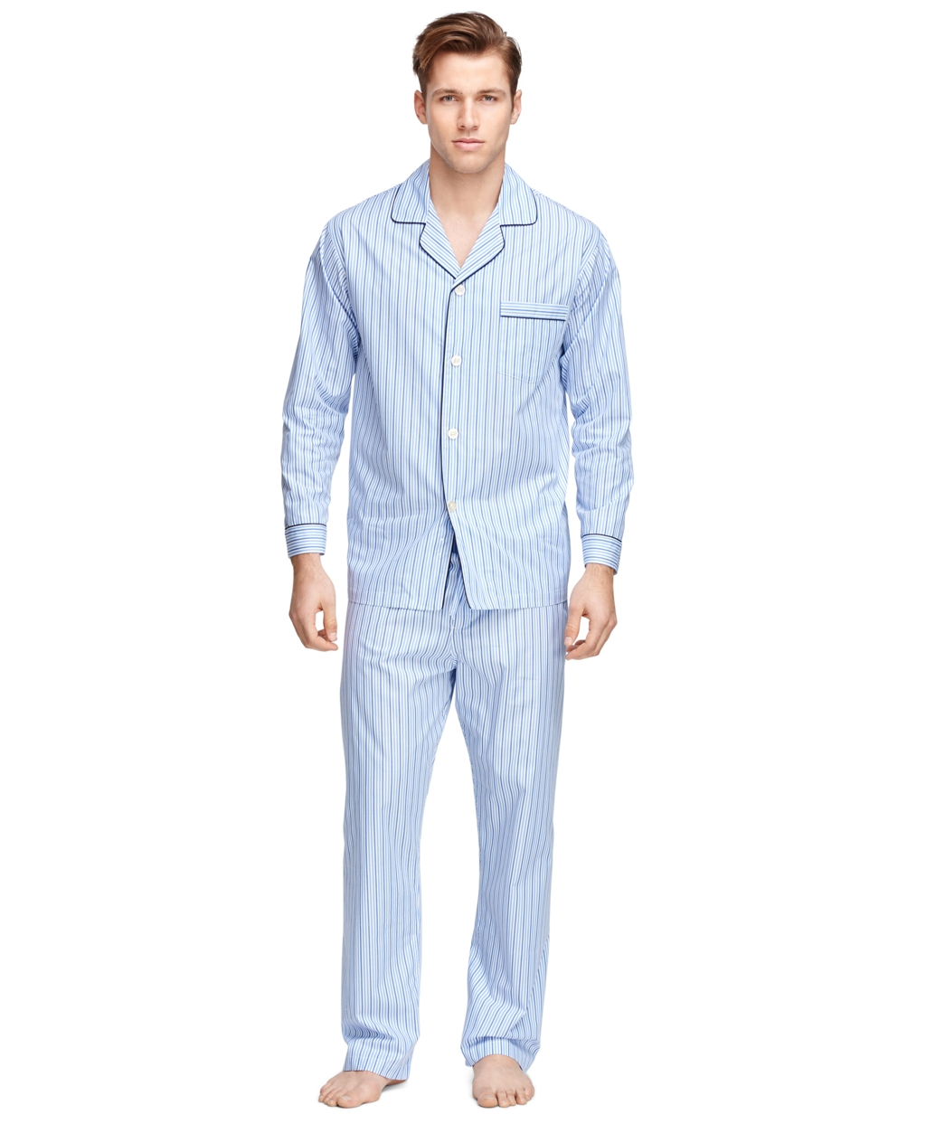 Brooks Brothers Alternating Bengal Stripe Pajamas in Light Blue (Blue