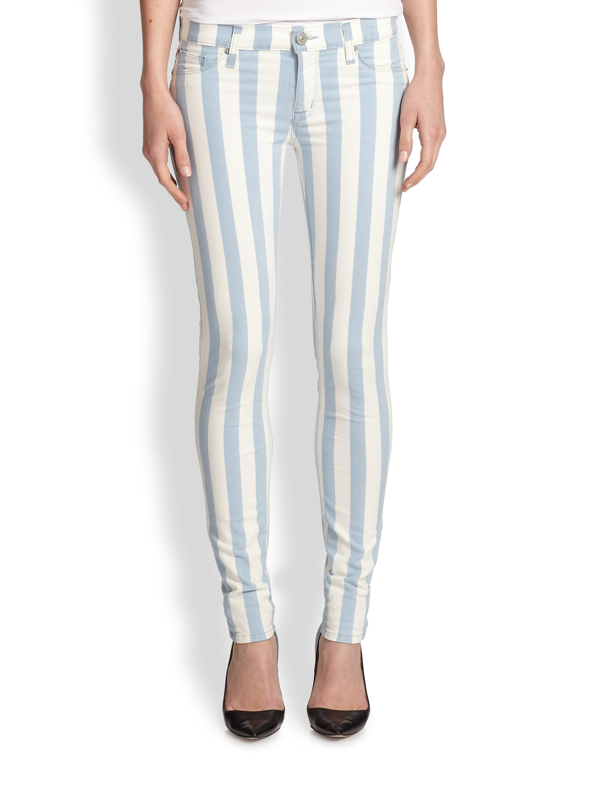 blue and white striped jeans womens