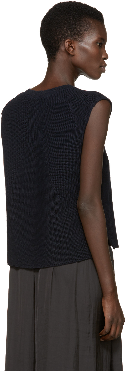 Sleeveless Plain Knit Dress Navy Blue Sleeveless Plain Knit Dress Navy Blue