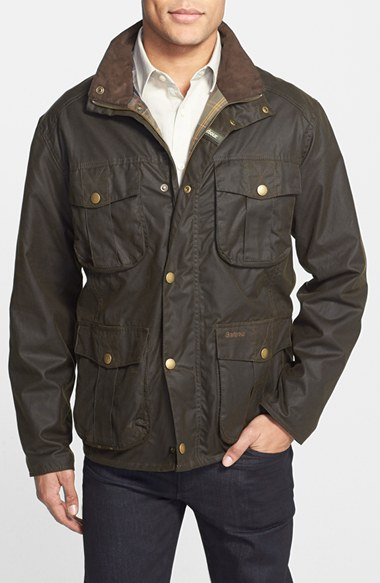 Barbour 'New Utility' Regular Fit Waxed Cotton Field Jacket in Green ...
