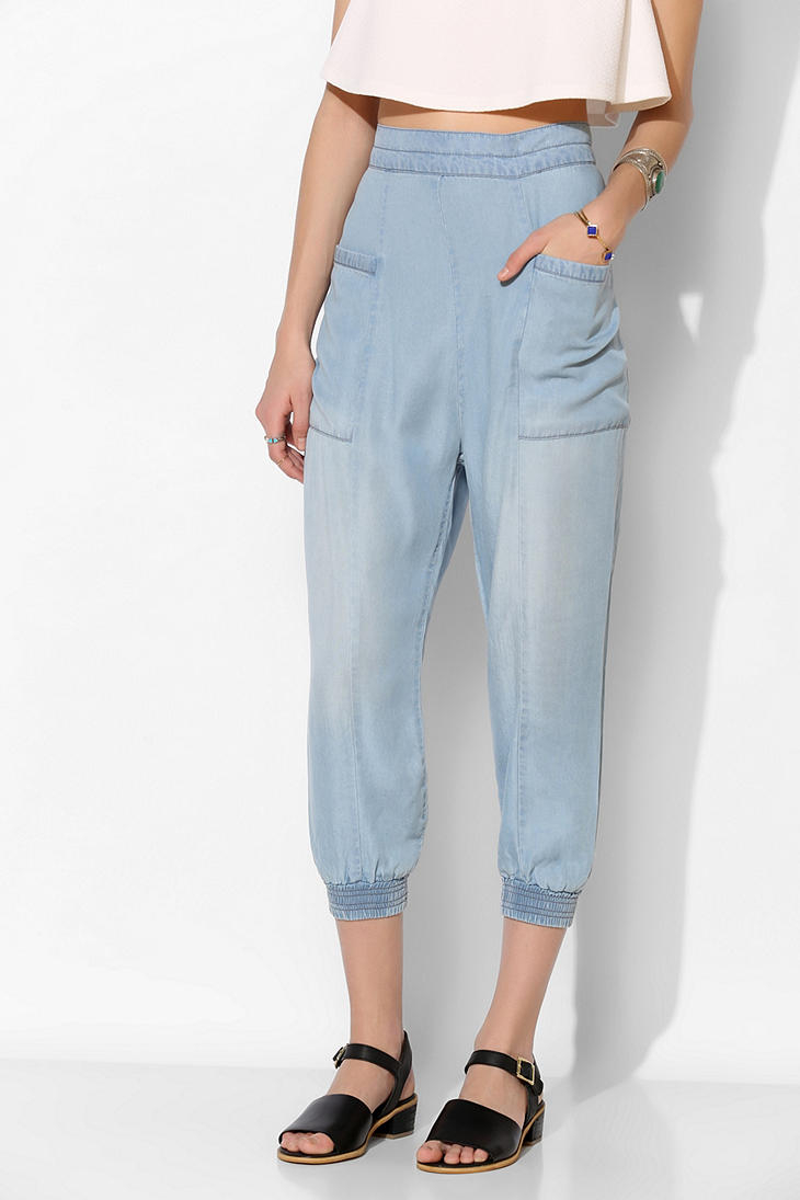 utility joggers in chambray