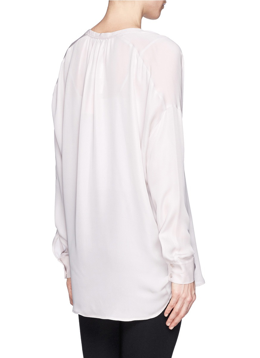 Lyst - Vince Silk Blouse in Pink