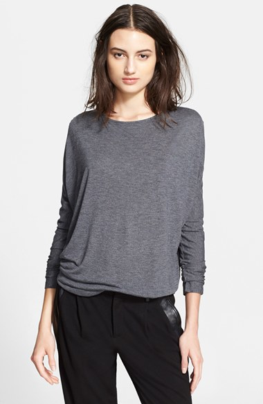 Vince Long Sleeve Silk Back Dolman Top in Gray - Lyst