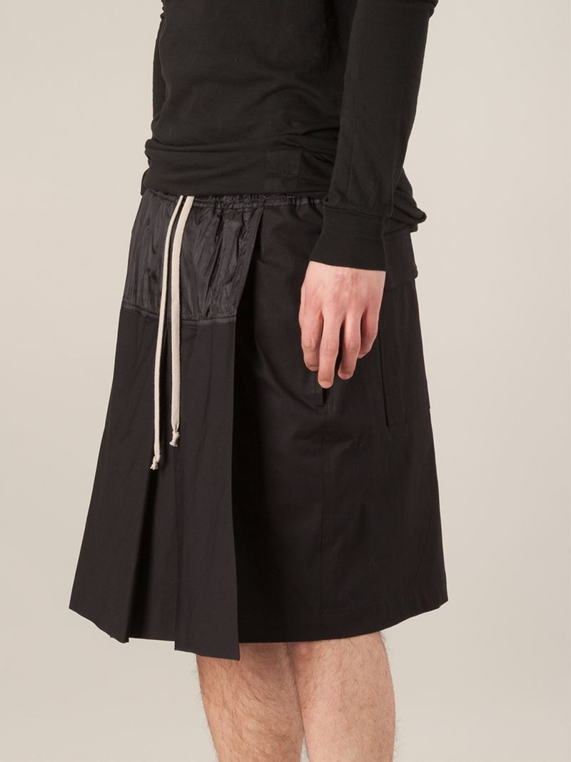 Rick Owens Skirt Overlay Shorts in Black for Men | Lyst