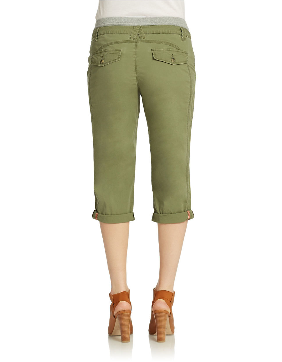 Lord & taylor Cotton Poplin Cuffed Capri Pants in Green (Jungle Green) | Lyst