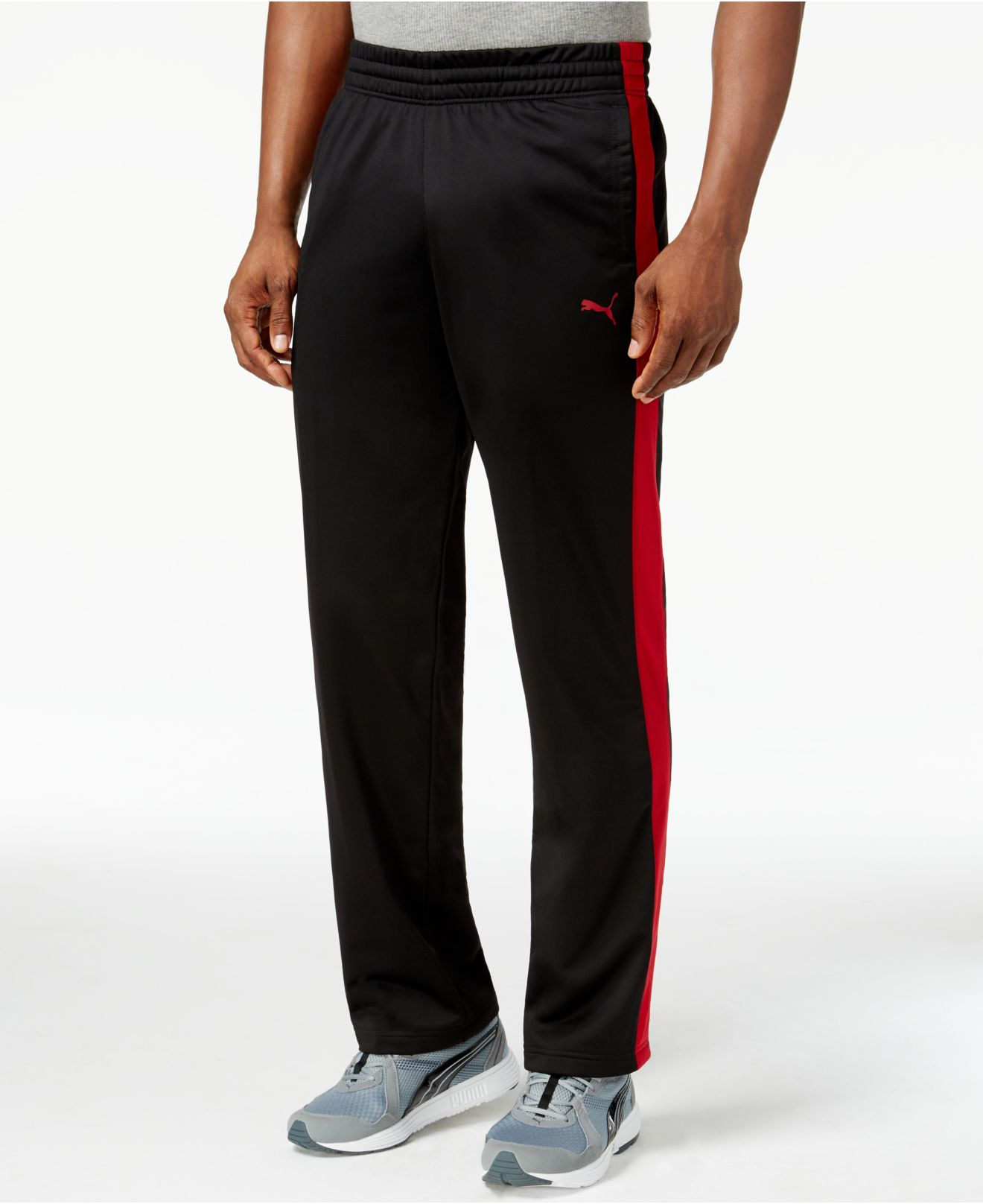 PUMA Synthetic Men's Tricot Contrast Track Pants in Black/Red (Black) | Lyst