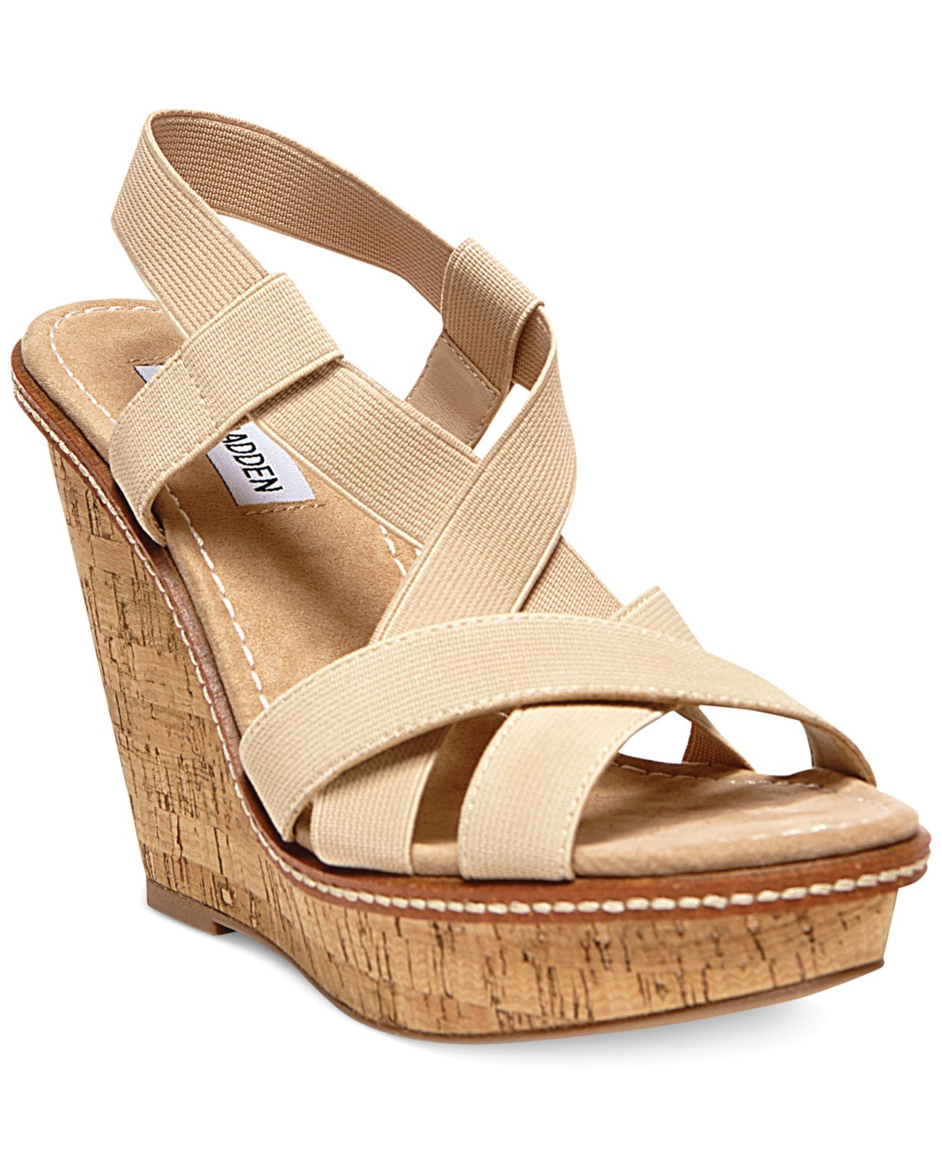 Steve Madden Women'S Bouncce Platform Wedge Sandals in Natural - Lyst