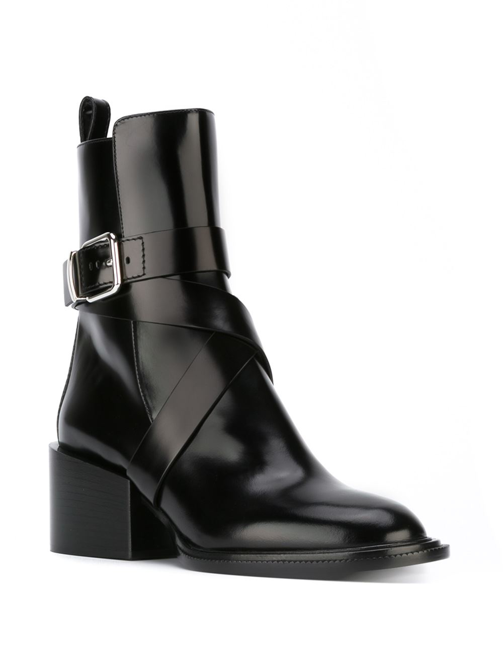 Jil Sander Buckle Strap Boots in Black - Lyst