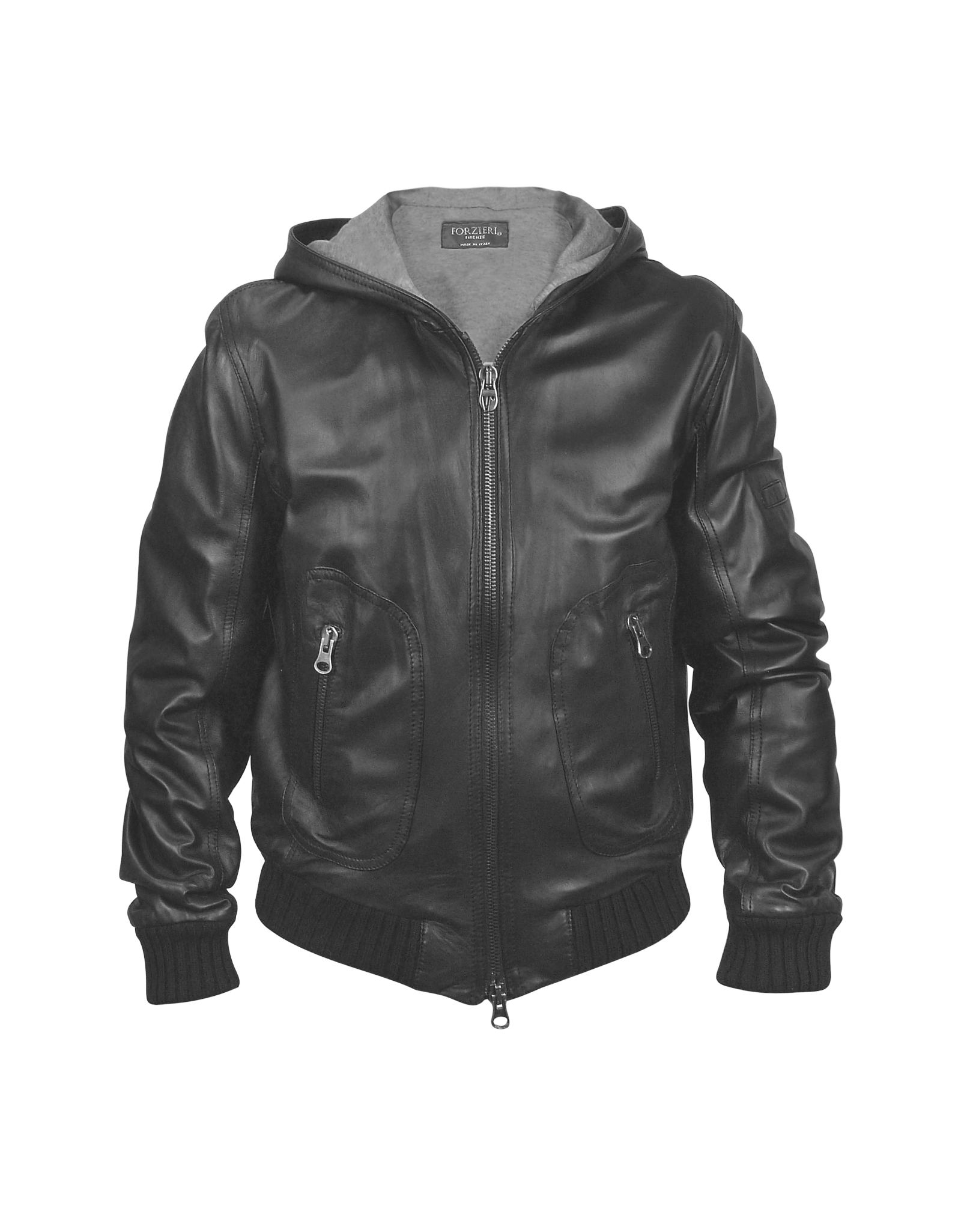 Lyst - Forzieri Men's Black Leather Hooded Jacket in Black for Men