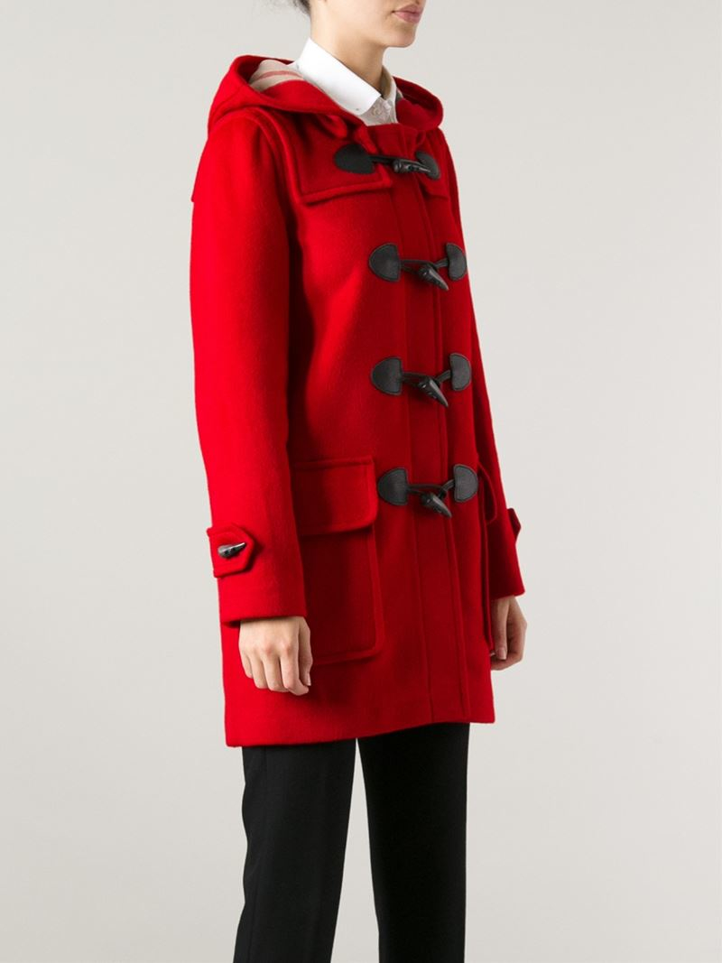 Burberry Brit Duffle Coat in Red | Lyst