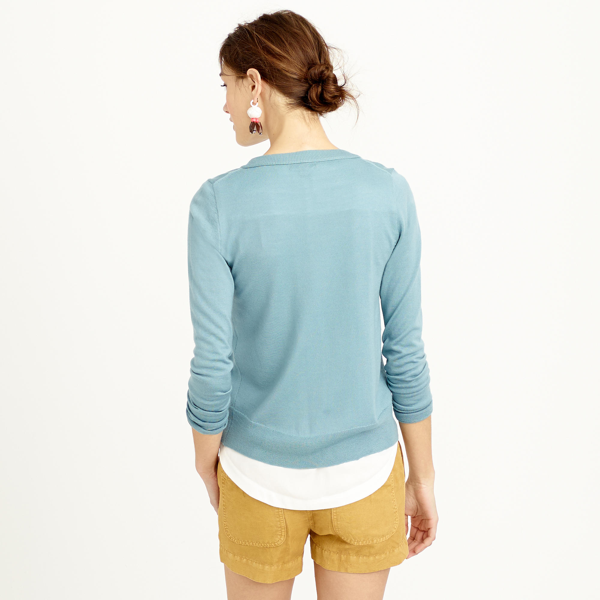J Crew Merino Wool Tippi Cardigan Sweater In Blue Lyst