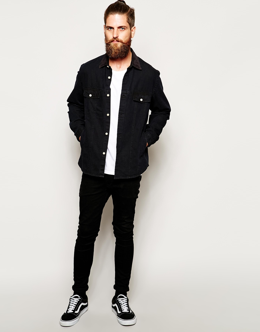 mens black denim overshirt