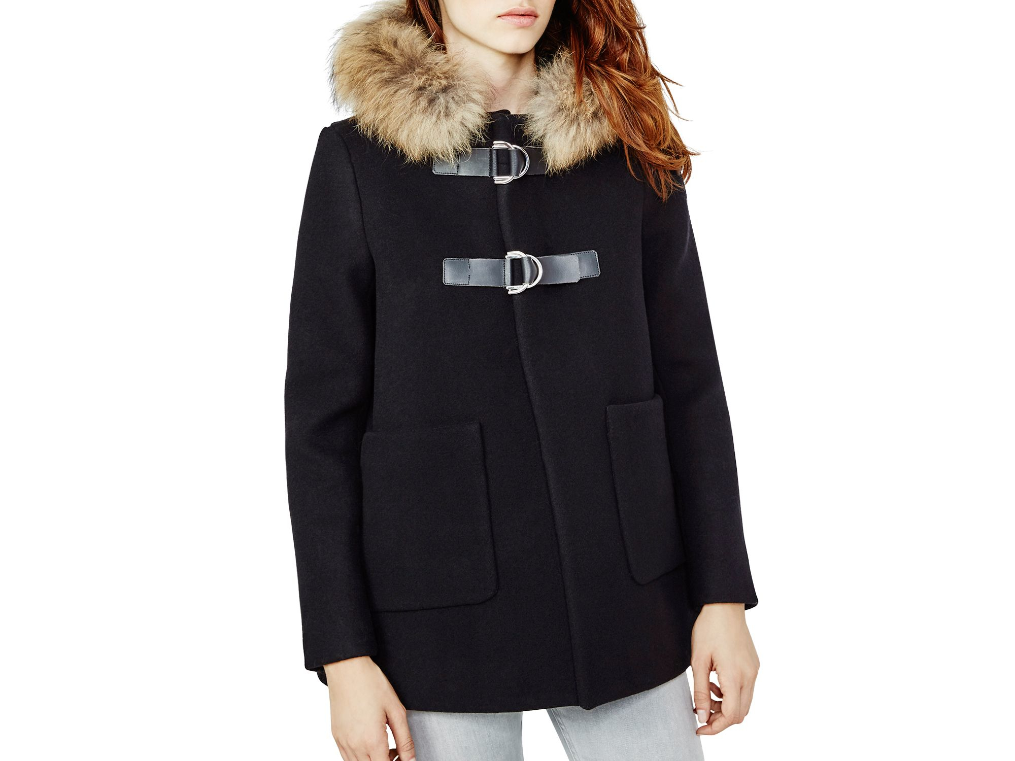 maje parka with fur hood