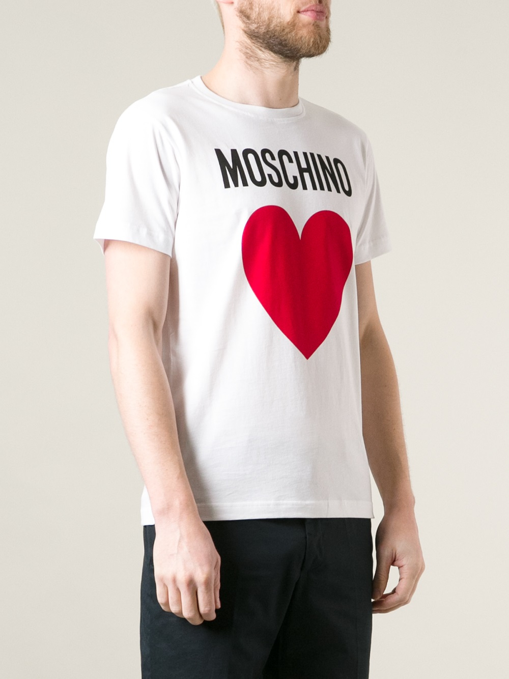 Moschino Heart Print Tshirt in White for Men | Lyst