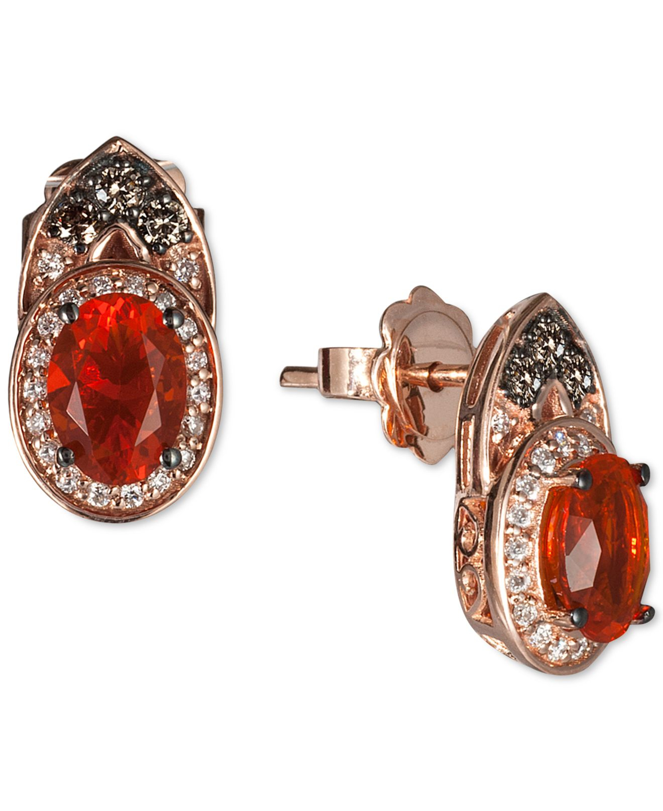 Le Vian Chocolatier® Fire Opal (2/3 Ct. T.w.) And Diamond (1/3 Ct. T.w.) Earrings In 14k Rose