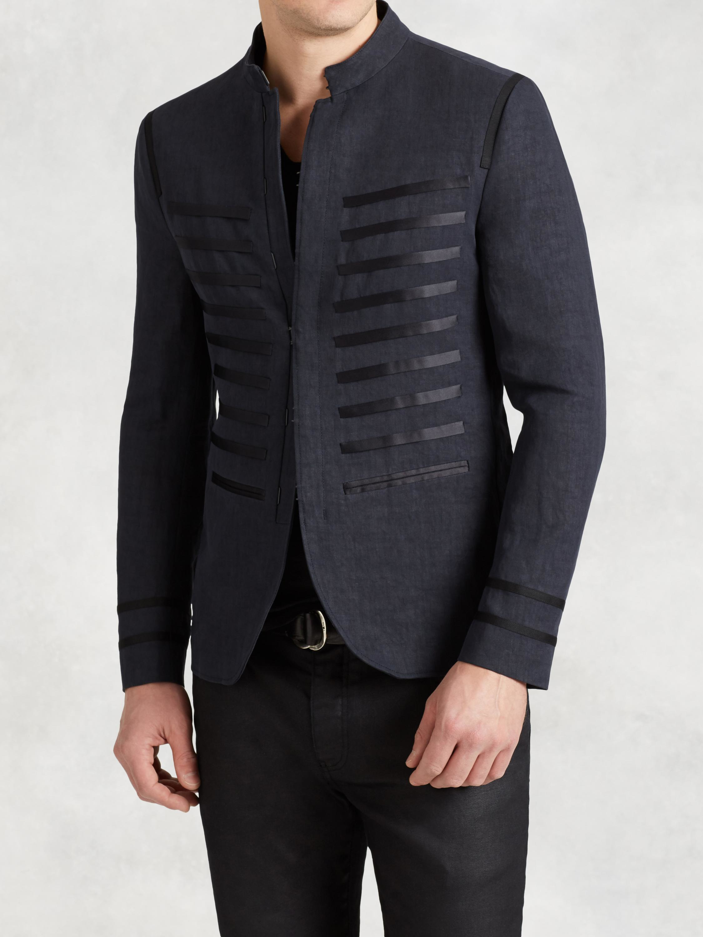 John Varvatos Hook And Bar Jacket With Satin Ribbon in Dark Blue (Blue