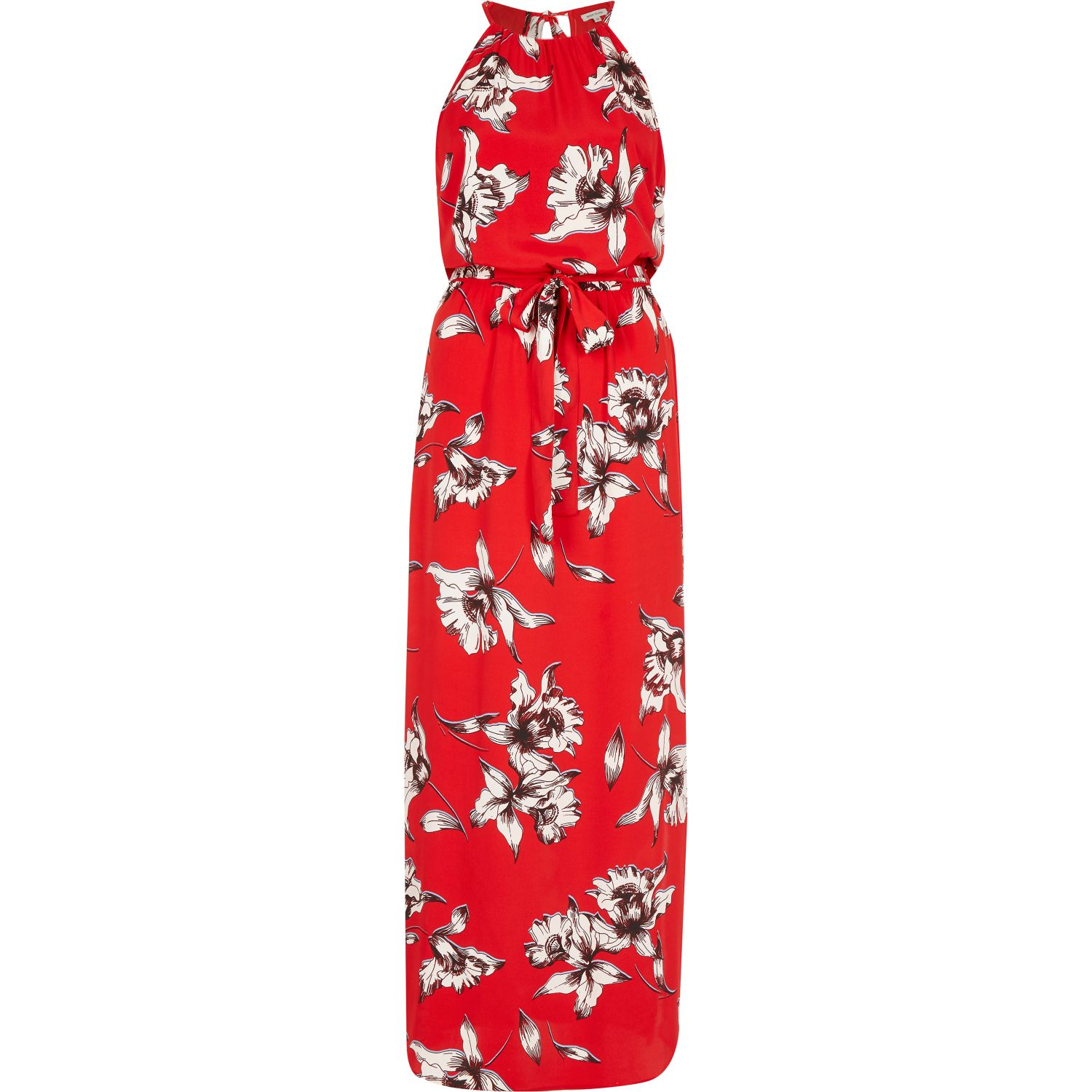 Red Floral Printed Maxi Dress | Lyst UK