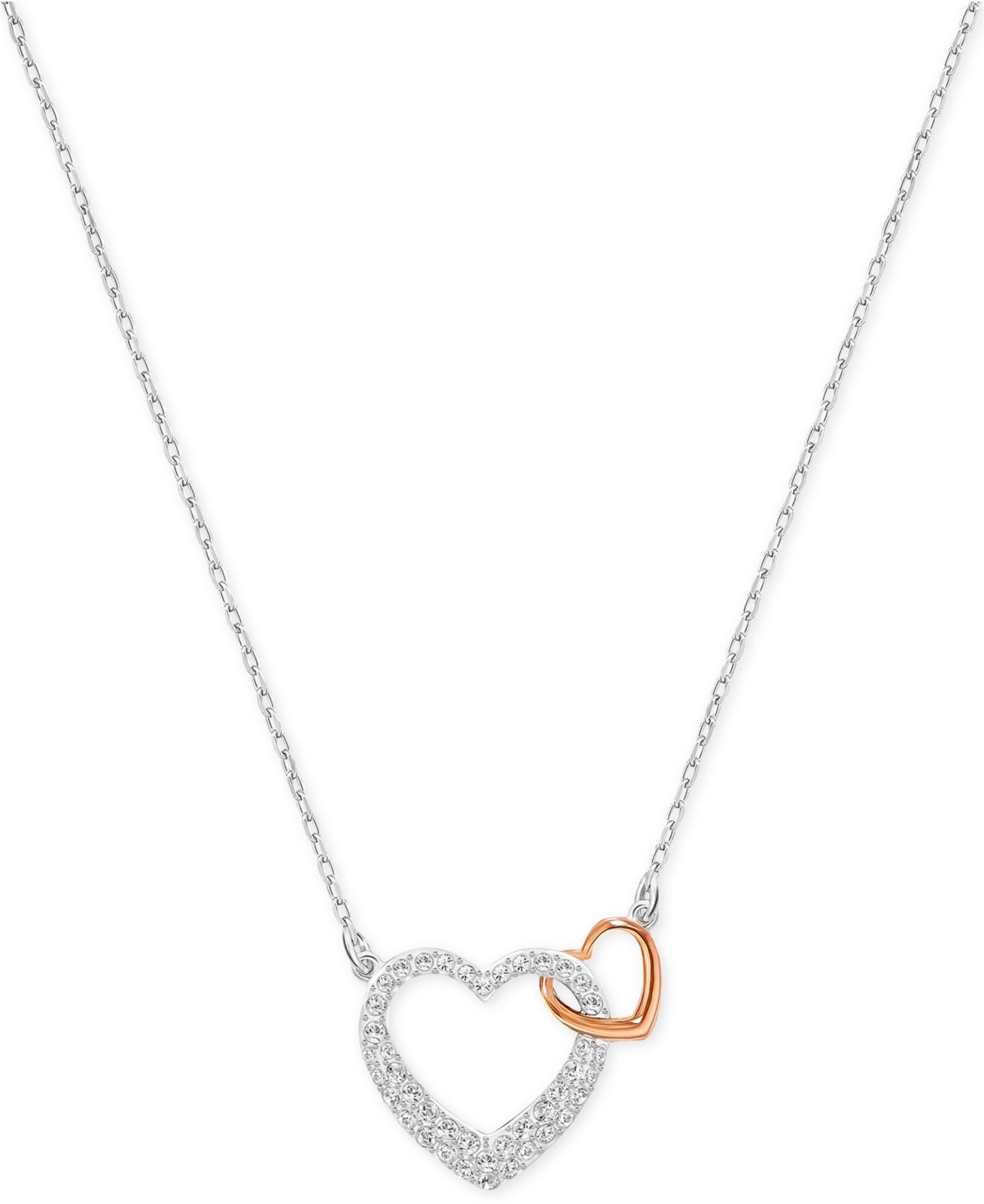 Swarovski Two-tone Crystal Floating Heart Pendant Necklace in Pink | Lyst