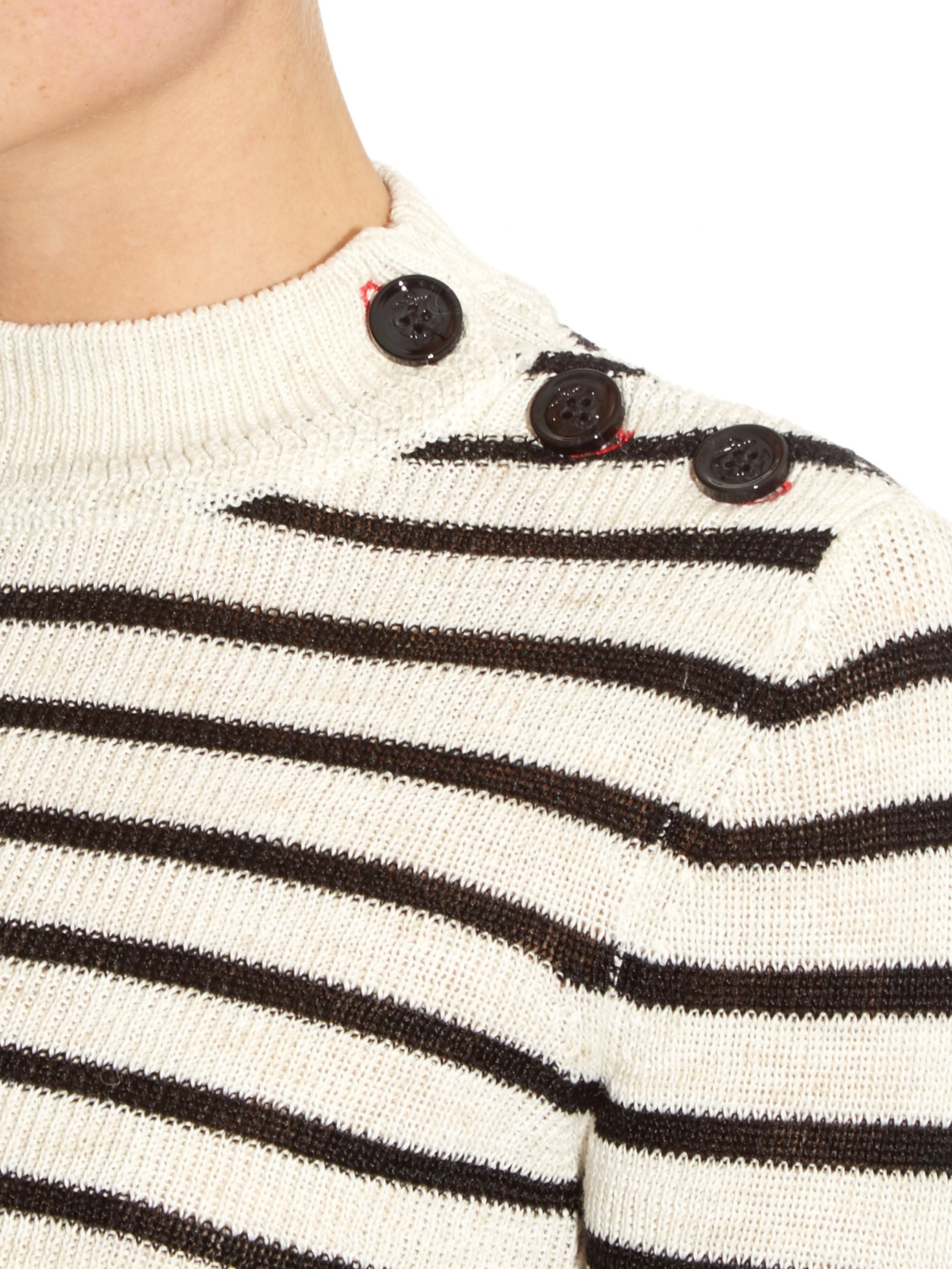 is Tilskynde nudler Étoile Isabel Marant Erwan Button-shoulder Striped Sweater in Black | Lyst