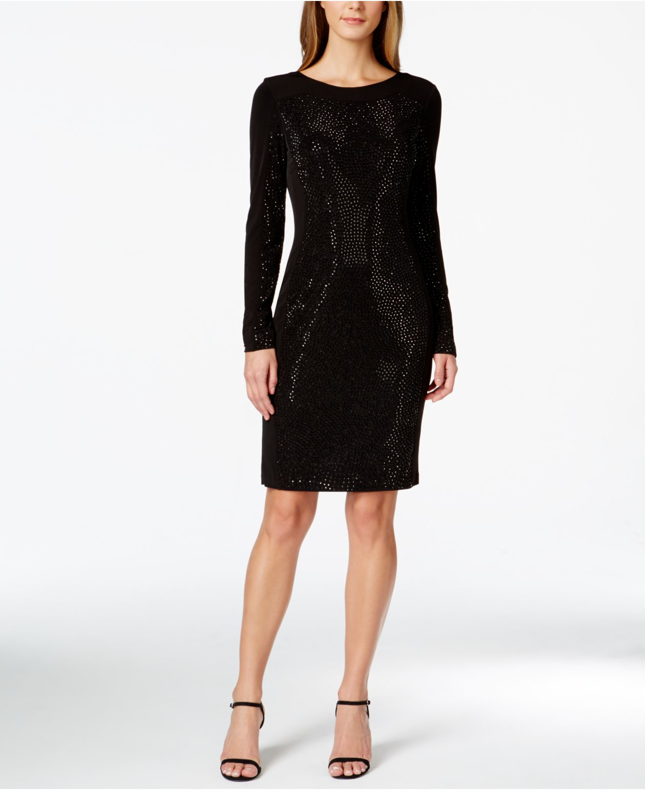 calvin klein black long sleeve dress