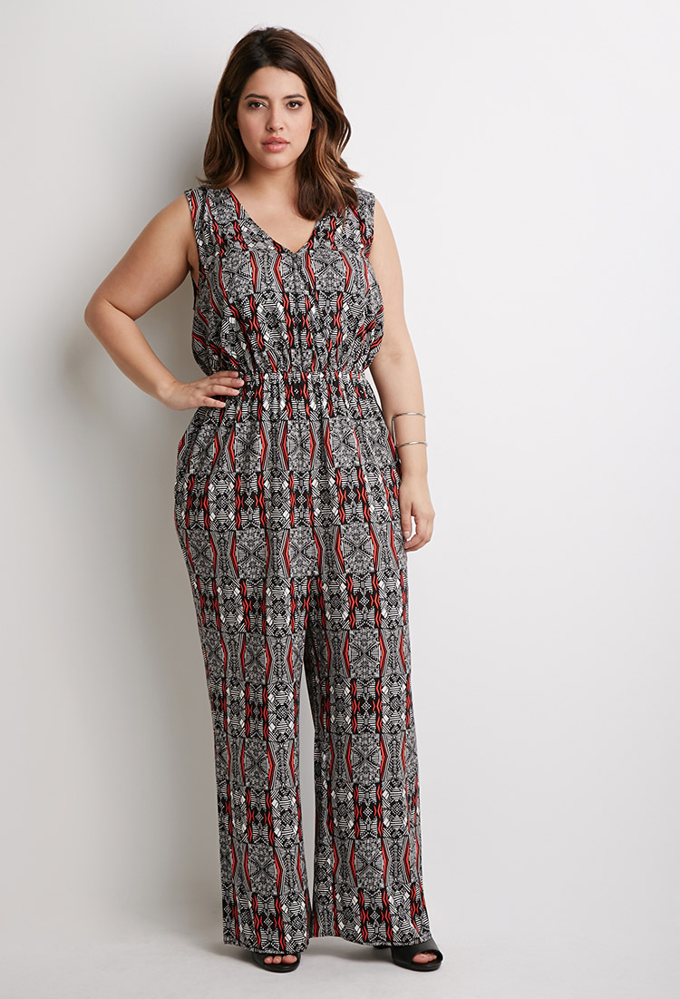 Lyst Forever 21 Plus Size Print Jumpsuit in Black