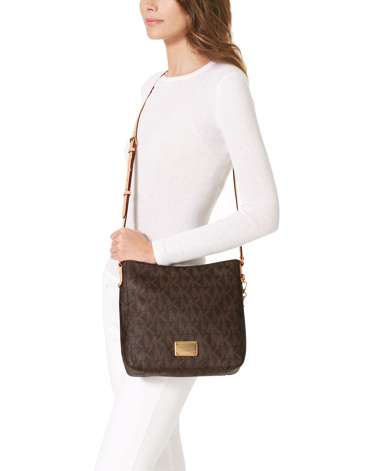 michael kors jet set travel messenger bag brown