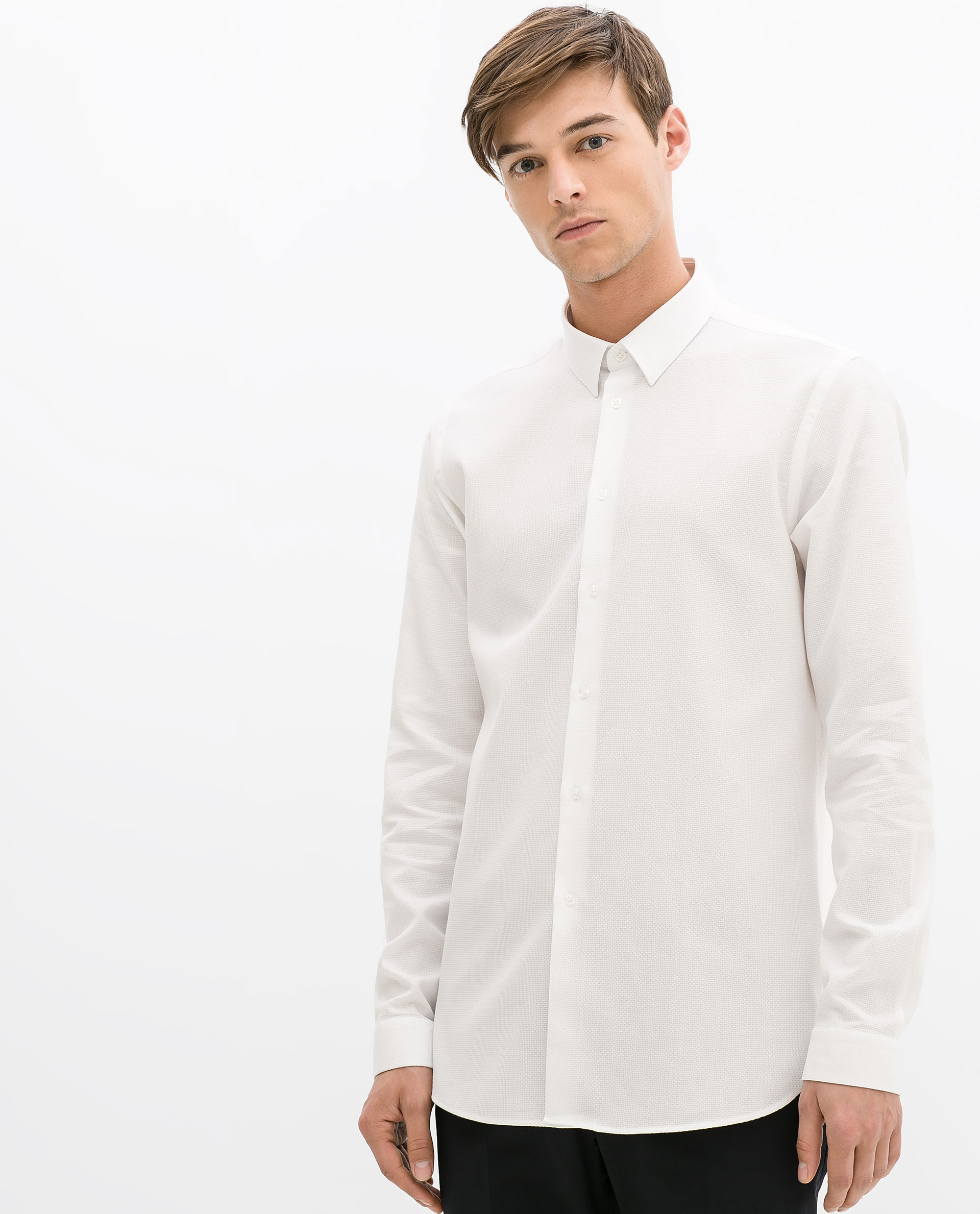 Zara Plain Shirt in White for Men | Lyst