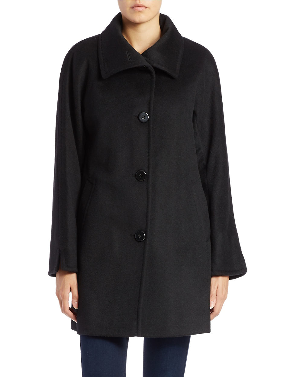 Ellen tracy Single-breasted Wool-blend Coat in Black - Save 30% | Lyst